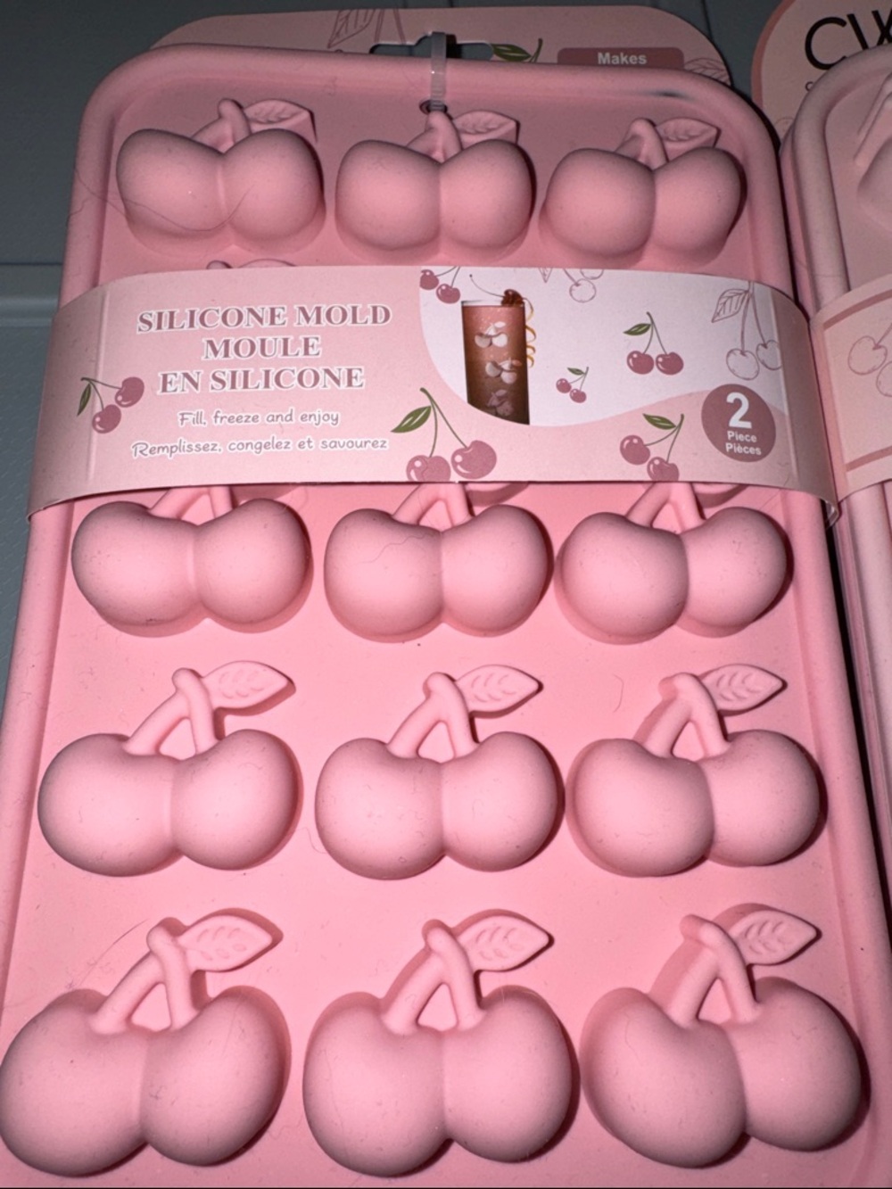 Pink Strawberry & Cherry Silicone Mold Set - 2 Pack - Picture 2 of 3
